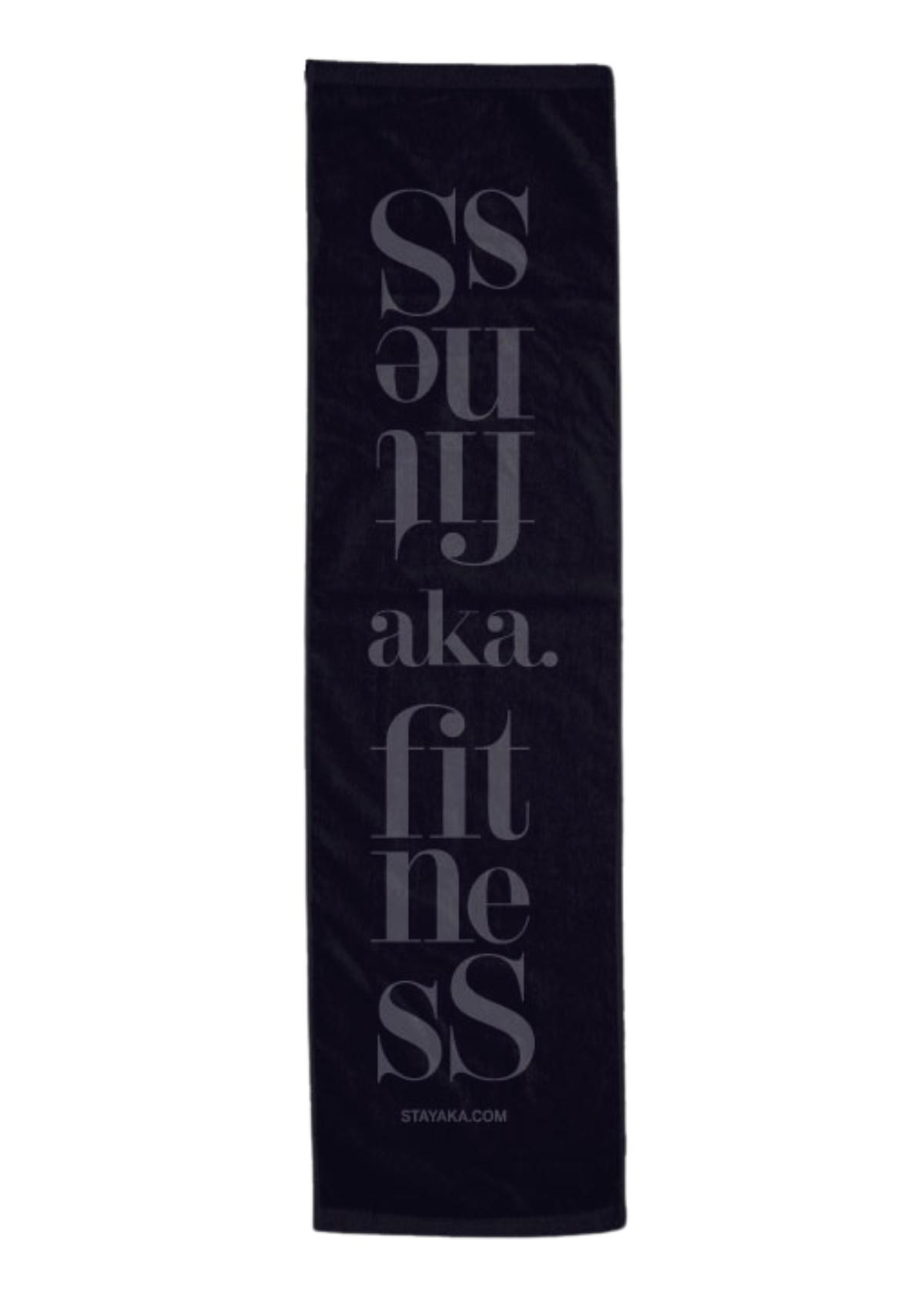 black fitness towel AKA fitness printed on a white background 